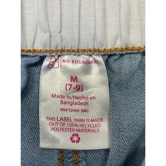 No Boundaries Womens Size M (7-9) Blue Jean Button Fly Shorts Elastic Waist - Picture 5 of 13